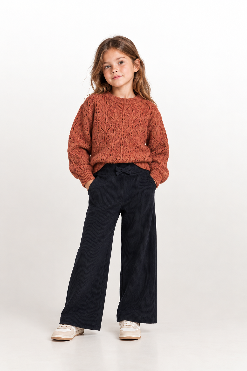 Jersey  de punto marrón niña