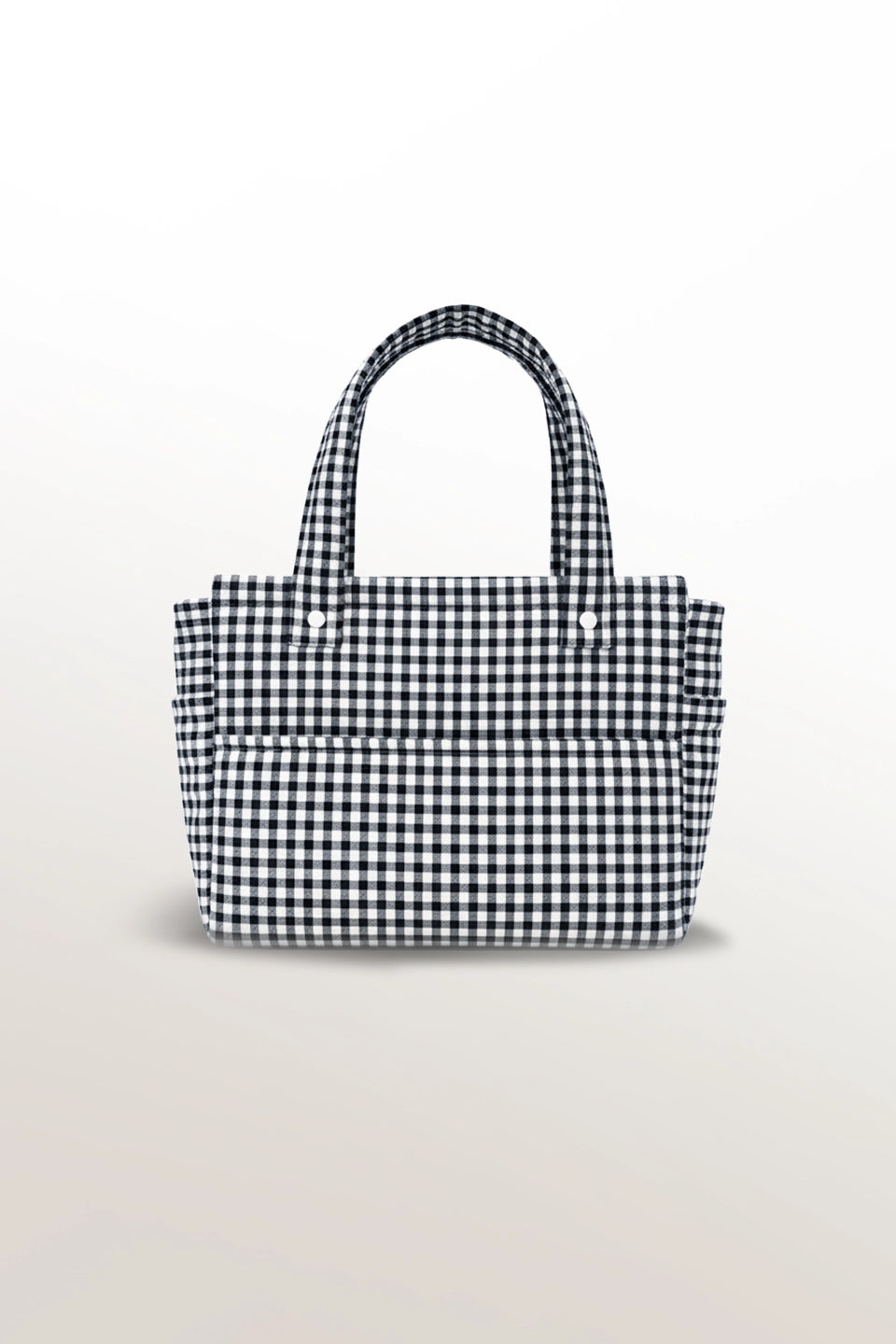 Bolso/organizador de cochecito en vichy blanco y negro