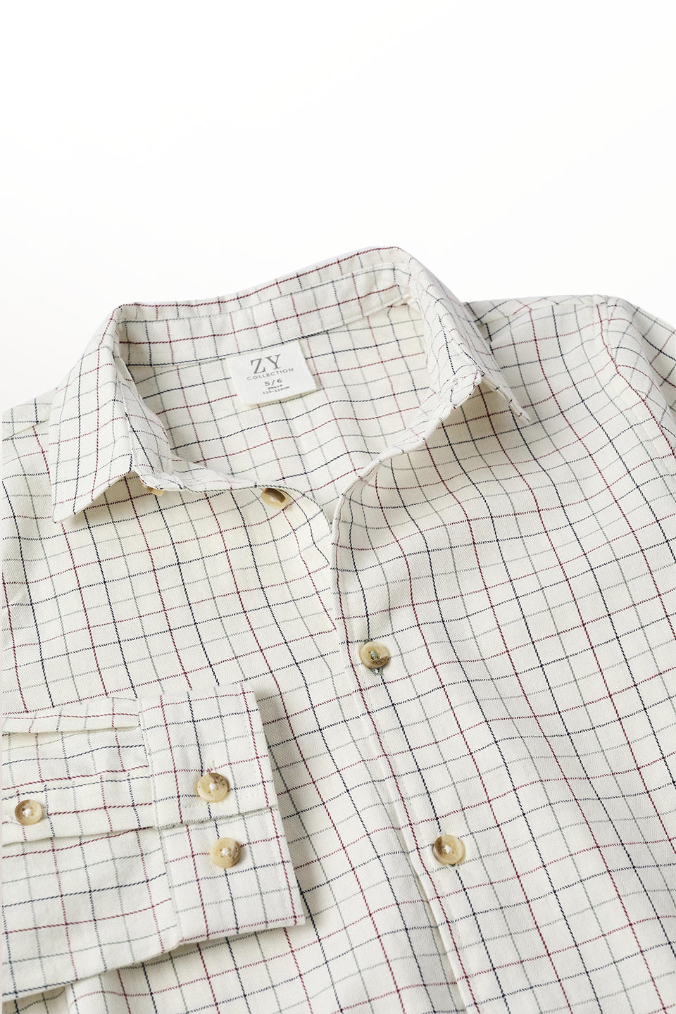 Camisa manga larga vichy beige claro niño