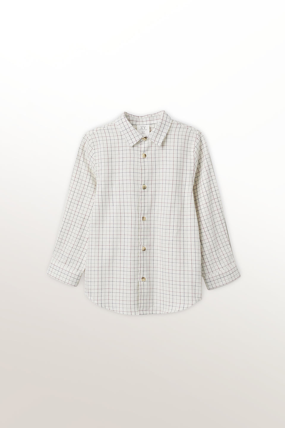 Camisa manga larga vichy beige claro niño