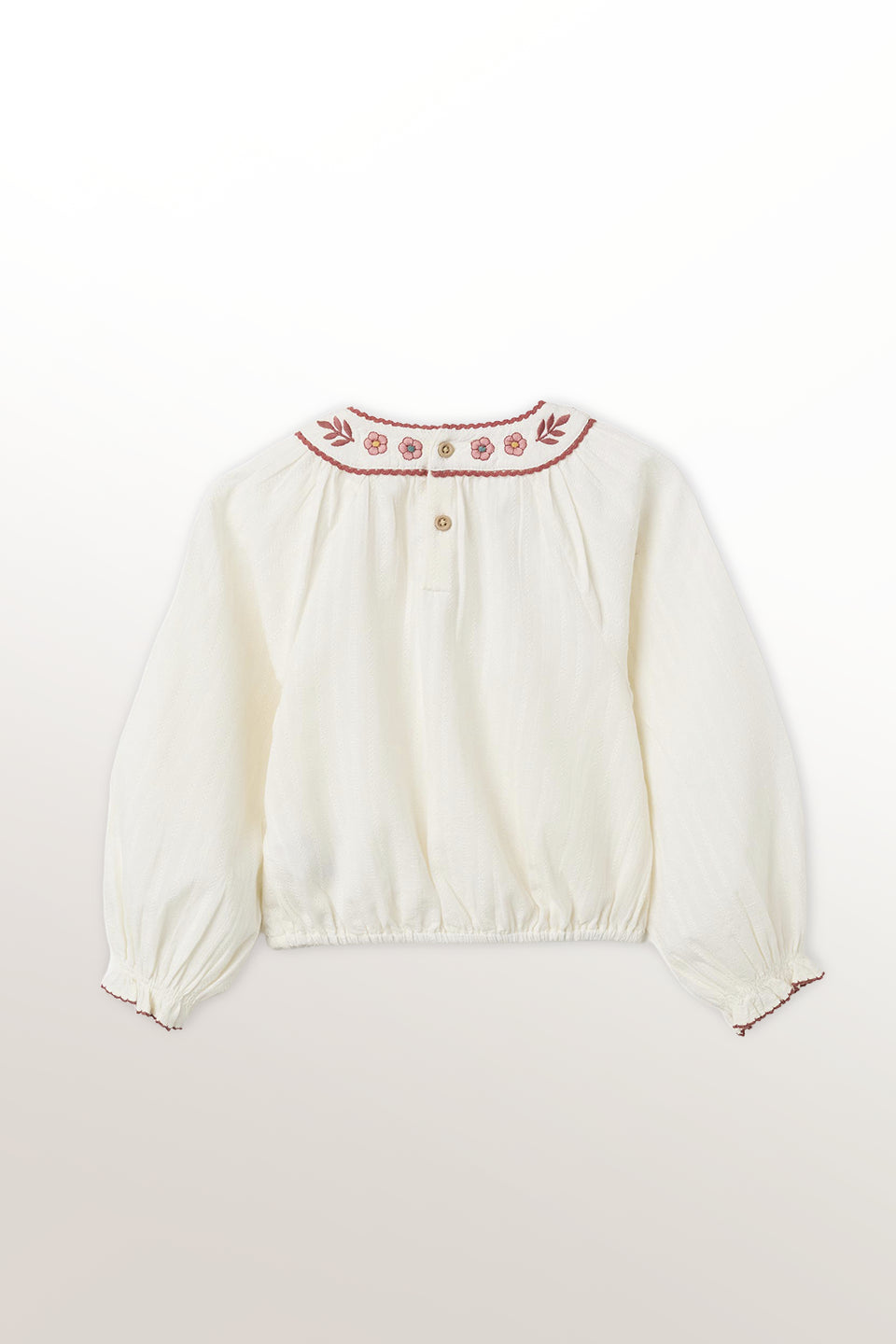 Camisa manga larga dobby blanca niña