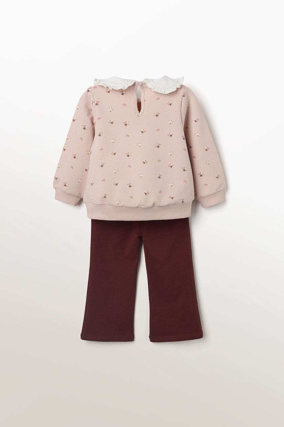 Conjunto sudadera y pantalón fleece claro bebé niña