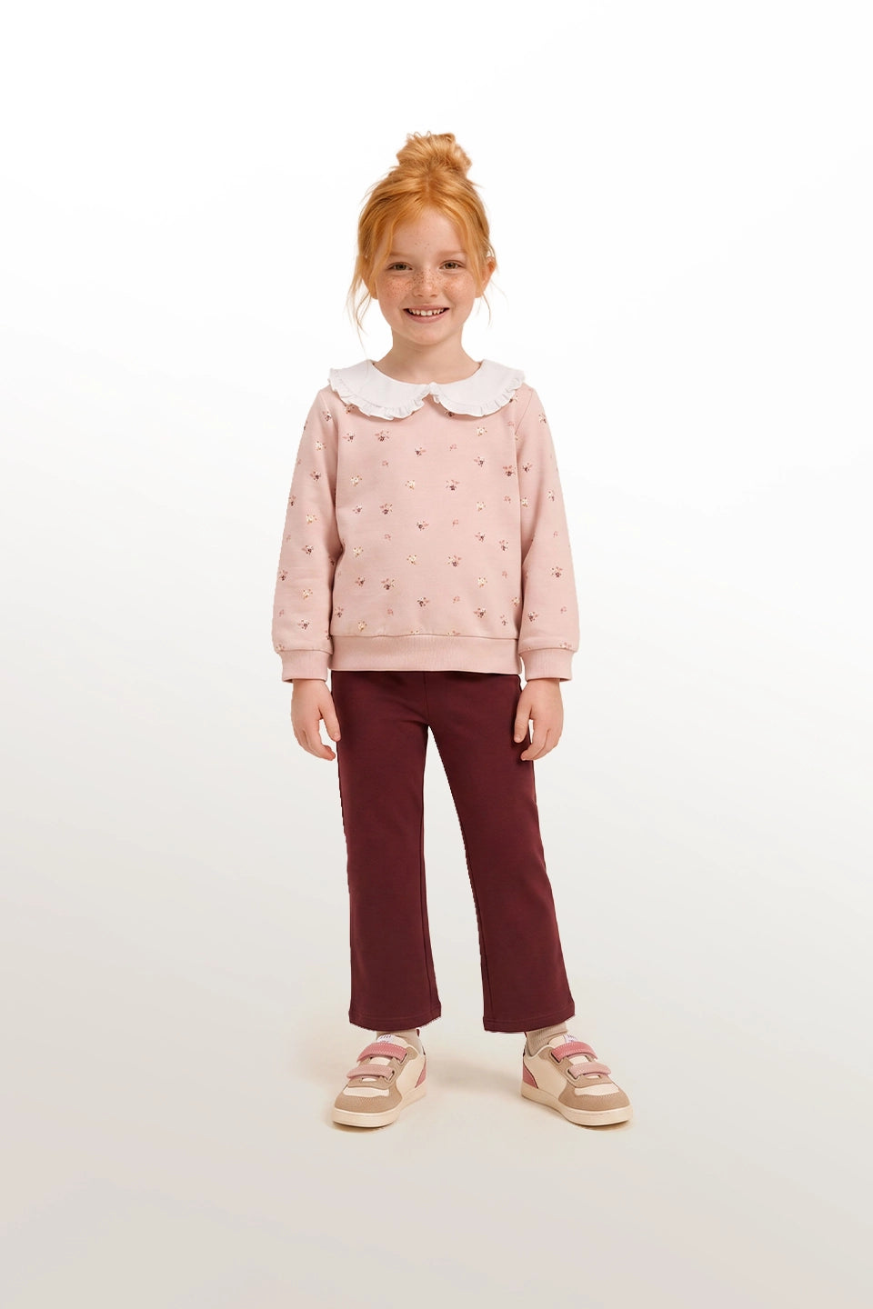 Conjunto sudadera y pantalón fleece claro bebé niña