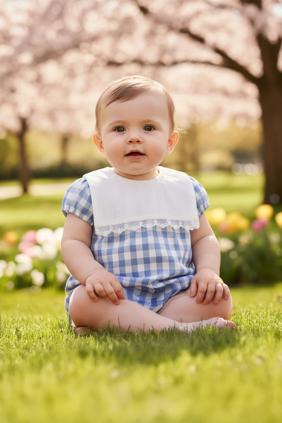 Pelele cuadros manga corta