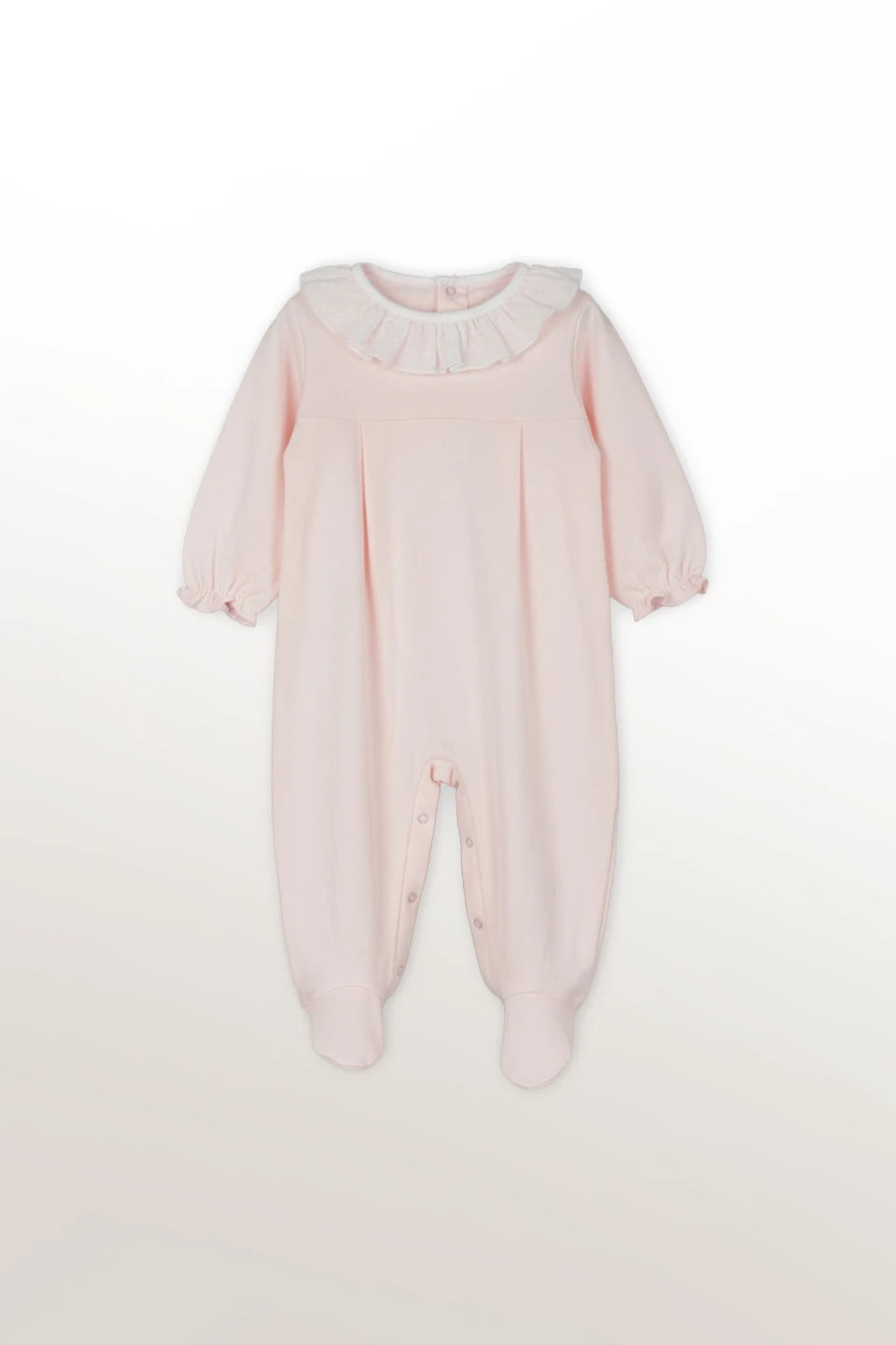 Pijama rosa con cuello blanco