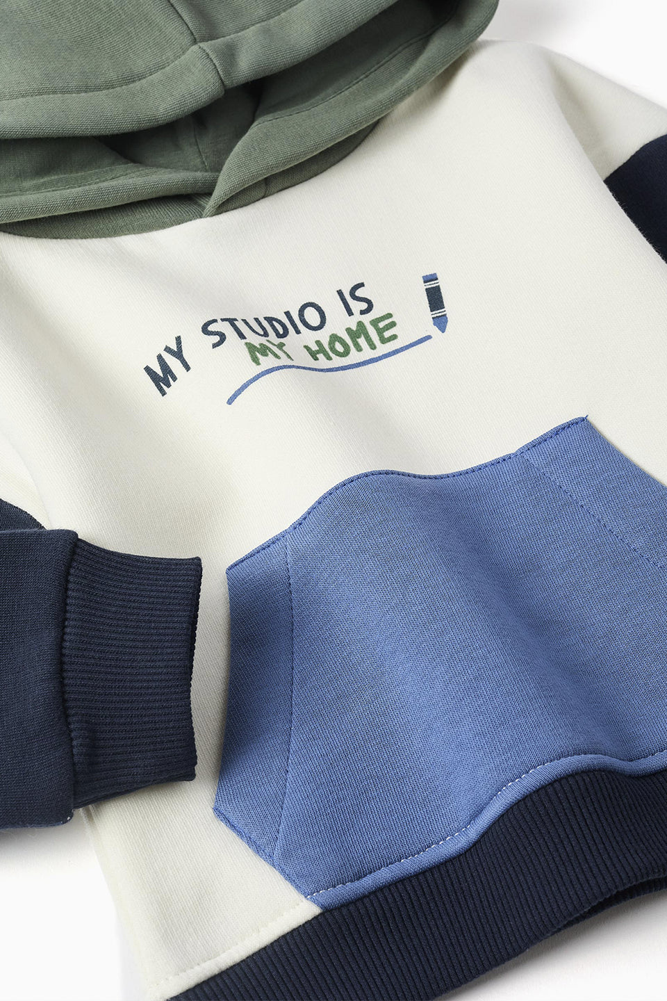 Sudadera fleece con capucha blanca bebé niño