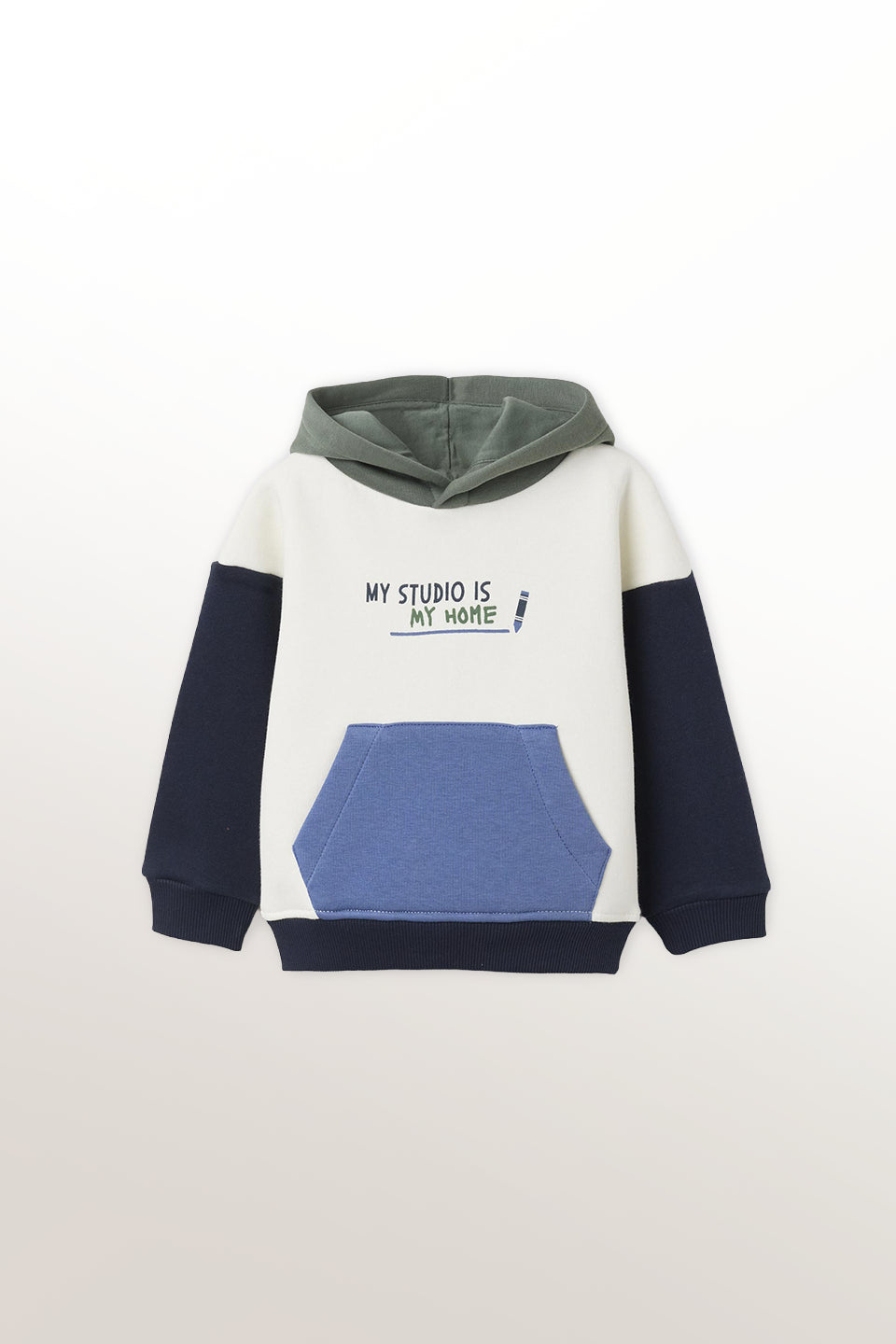 Sudadera fleece con capucha blanca bebé niño