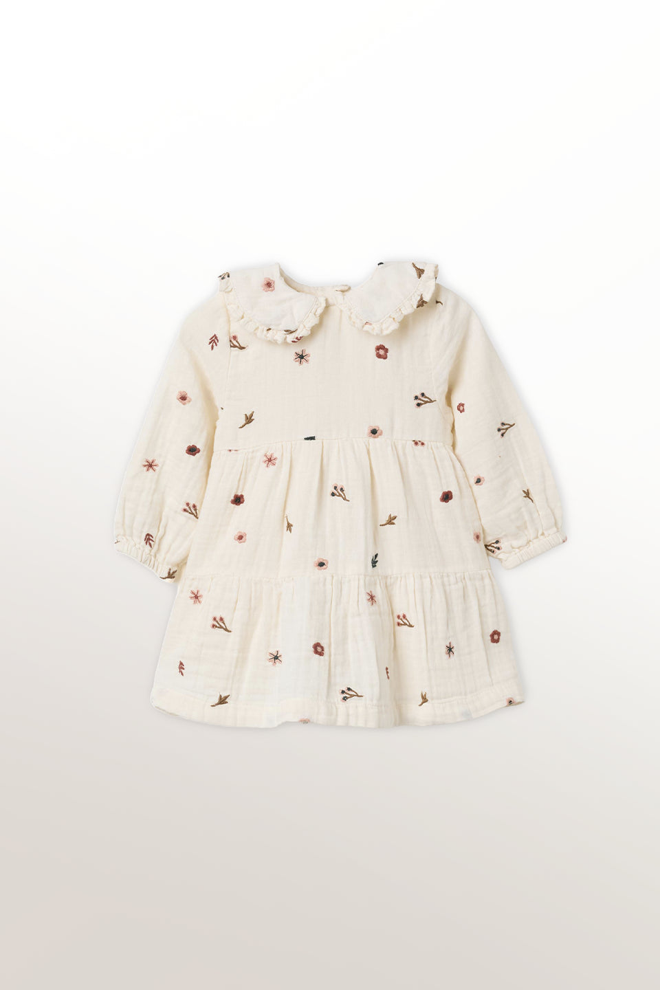 Vestido algodón manga larga blanco bebé niña