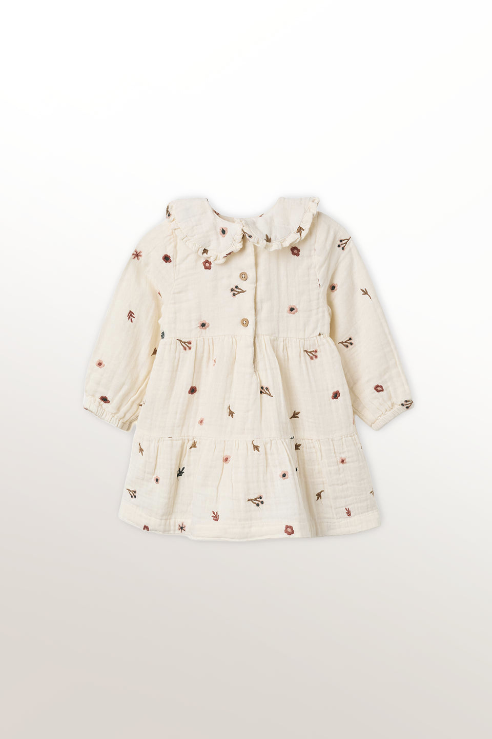 Vestido algodón manga larga blanco bebé niña