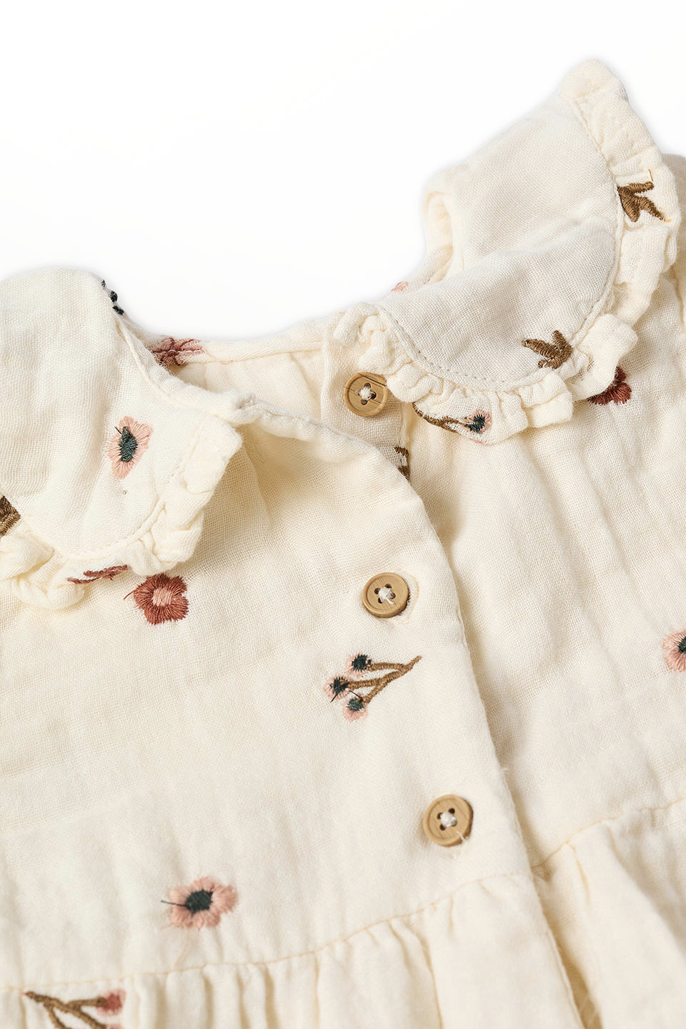 Vestido algodón manga larga blanco bebé niña